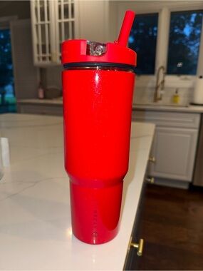 HydroJug Red Glitter Tumbler with Straw